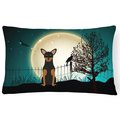 Micasa Halloween Scary Manchester Terrier Canvas Fabric Decorative Pillow MI887542